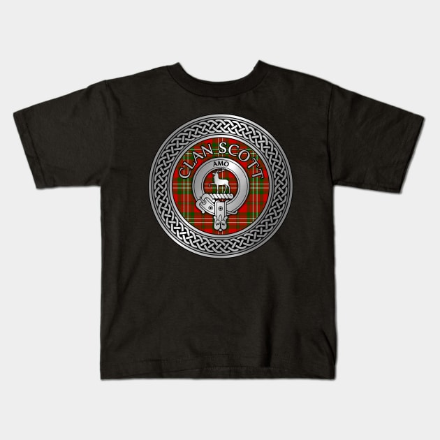 Clan Scott Crest & Tartan Knot Kids T-Shirt by Taylor'd Designs